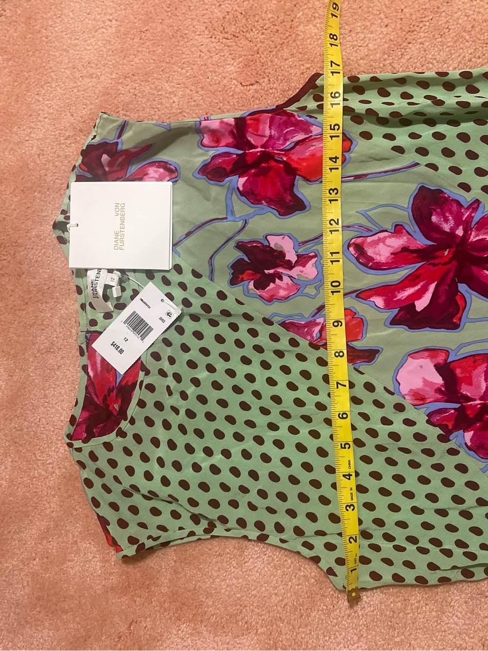 Diane Von Furstenberg Sleeveless Maxi Dress in Sage Green with Pink Floral - Picture 10 of 15